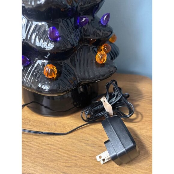 Mr Halloween Ceramic Black with Lights Nostalgic Tree 14” Mr Christmas Works - Picture 3 of 9